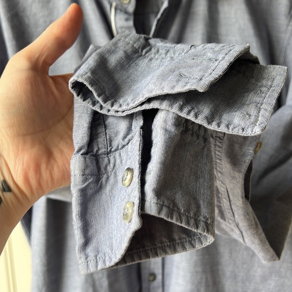 HUGO BOSS Blue Grey Cotton Button Down Shirt Size Large - Picture 9 of 16